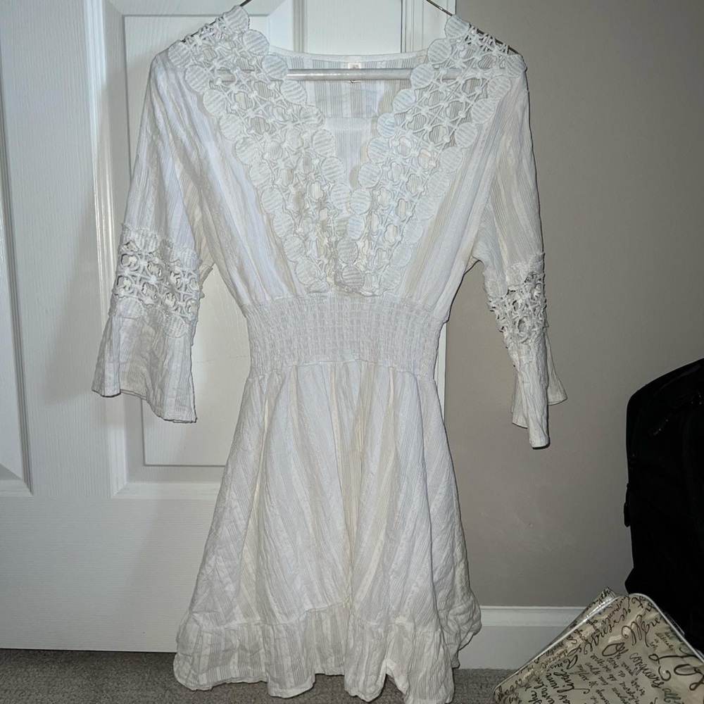 white flowy dress